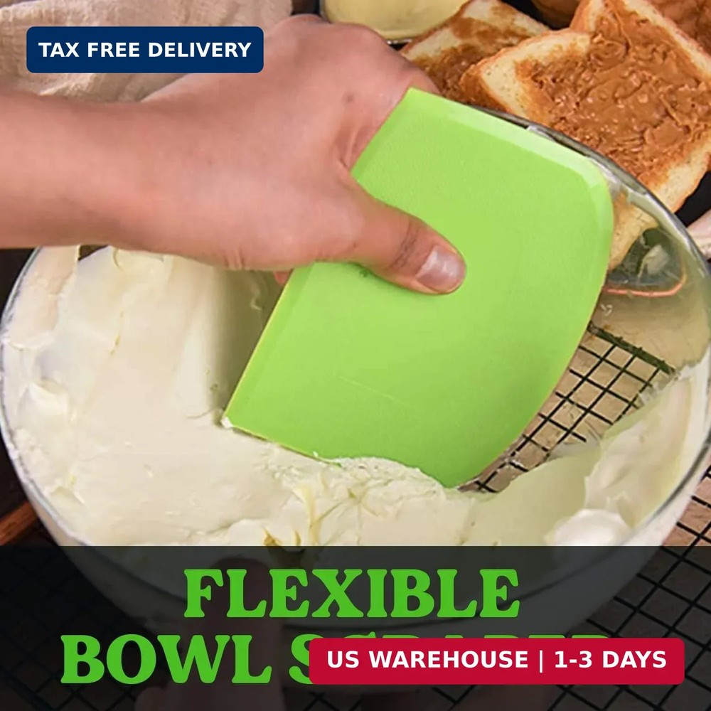 Dough Scraper Bench Scraper - 3P 4.7X3.7" Plastic Flexible Bowl Scraper, Sharp E