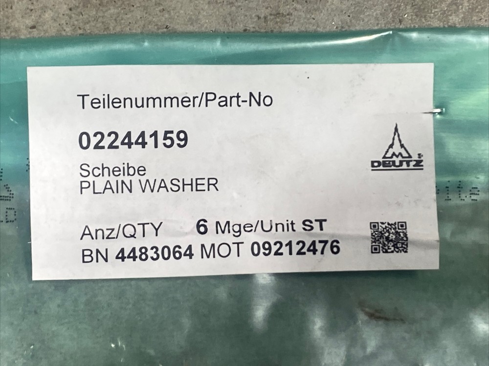 Deutz 02244159 Plain Washer 6Count New