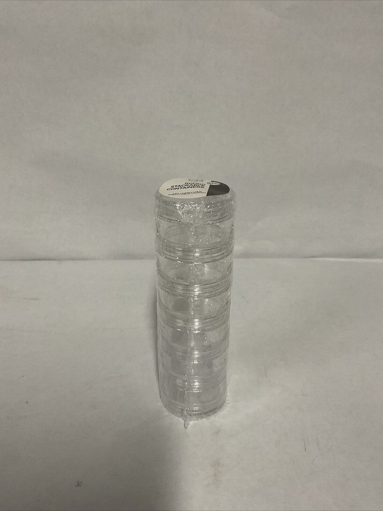 Stackable Clear 6 Pc Storage Containers Pills Beads Crafts Findings Small 1.5"