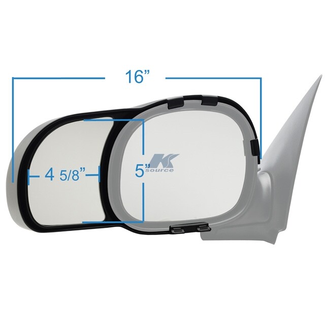 K-Source 81600 Snap-On Towing Mirrors For Select Ford/Lincoln Models, Black, Sta