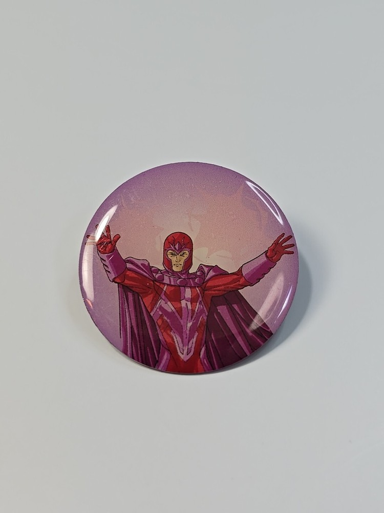 Magneto Head Lapel Pin Marvel X- Men Character Pink Background