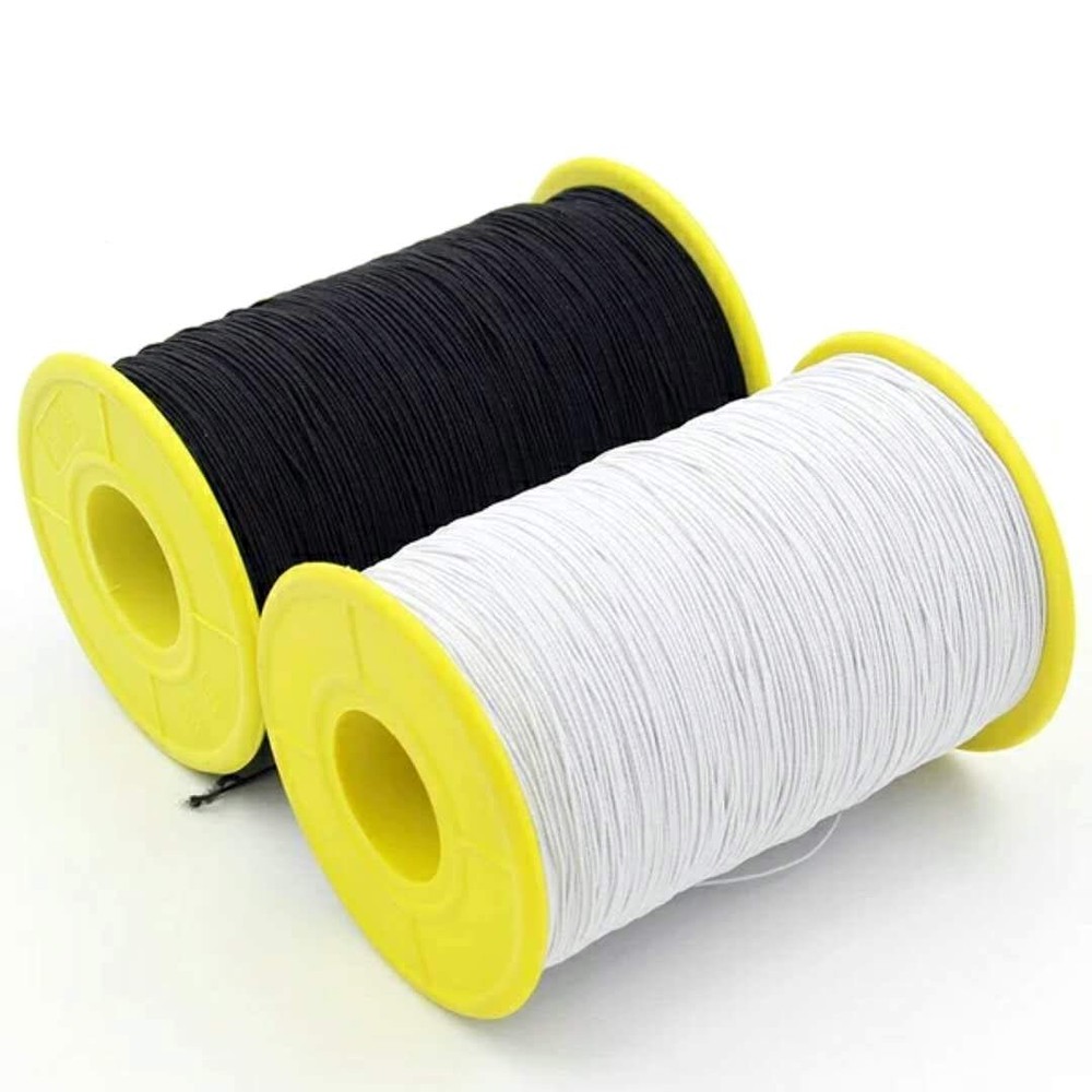 (2 Rolls) White AND Black Elastic Thread 547 Yard Package 0.5mm Thickness
