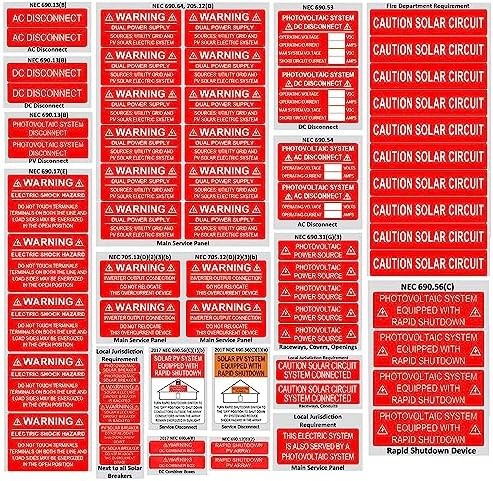 Premium Solar PV System Labels 62pcs