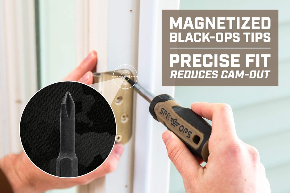 Spec Ops Tools Multi-Bit Screwdriver, 6-in-1, Magnetized Double-Sided Bits, C...