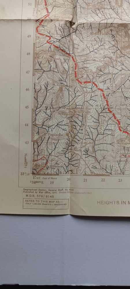 Ww2 1943 Sicily Husky Operation Original Mazzarino Map