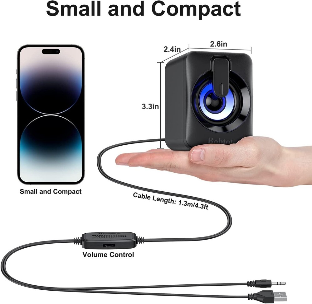 Computer Speaker USB Powered Mini Bluetooth Desk Game RGB Speakers Audio