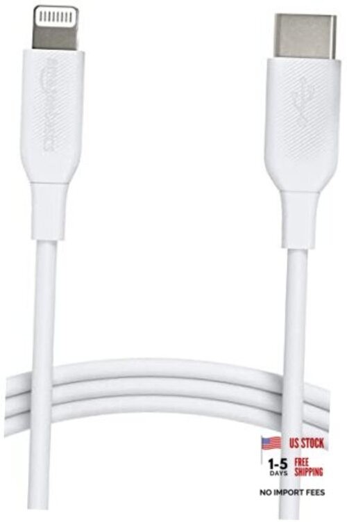 USB-2.0 Type C to Lightning Cable, MFi Certified 3 Feet White