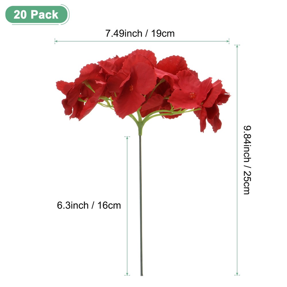 20-Pack Silk Hydrangea Flowers for Home Decor [Red]