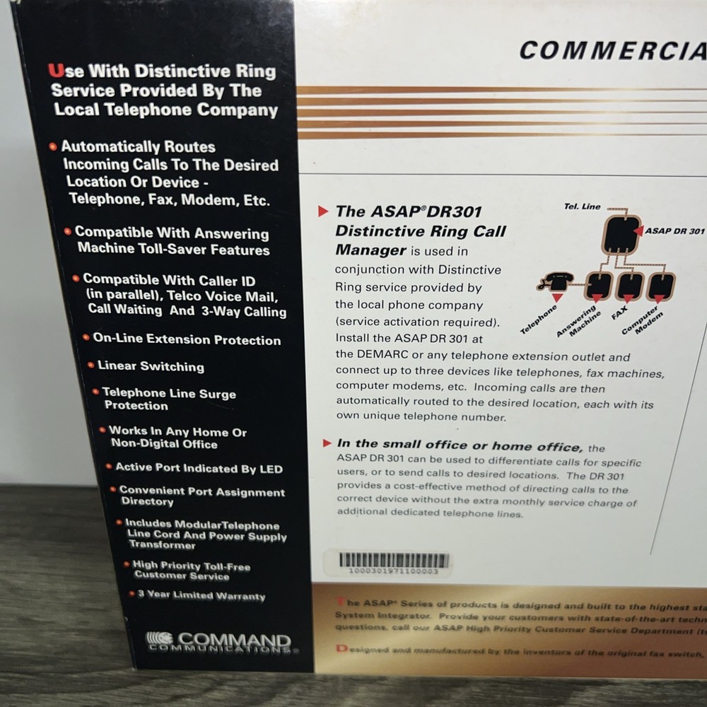 Command Communications ASAP DR301 Call Manager New In Box 1997