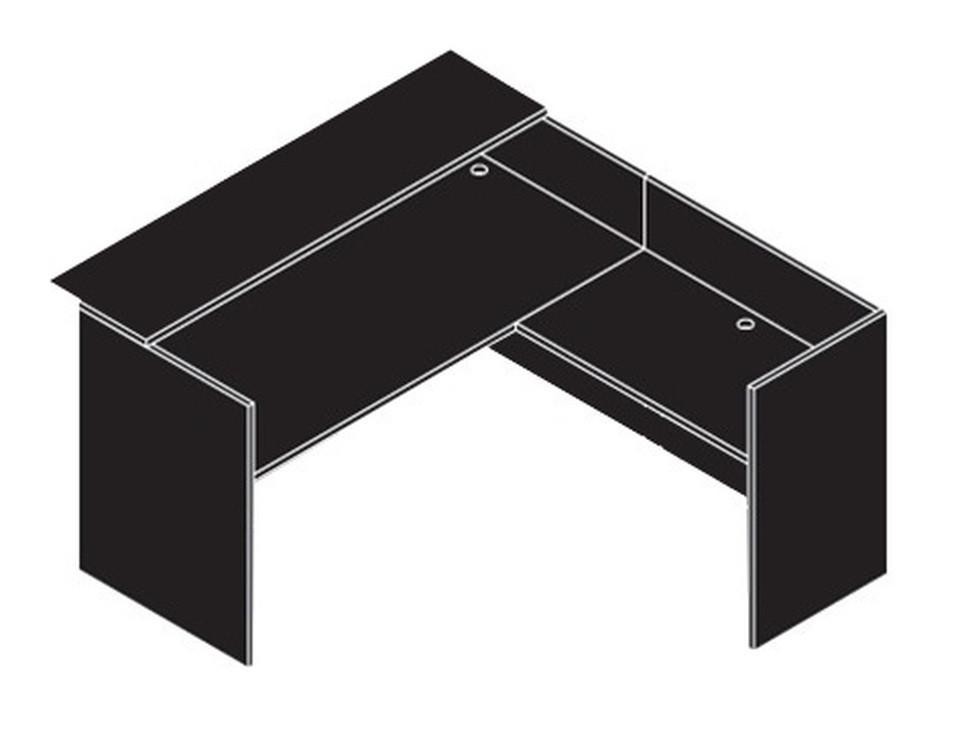New L-Shape Reception Office Desk Shell with Wood Counter