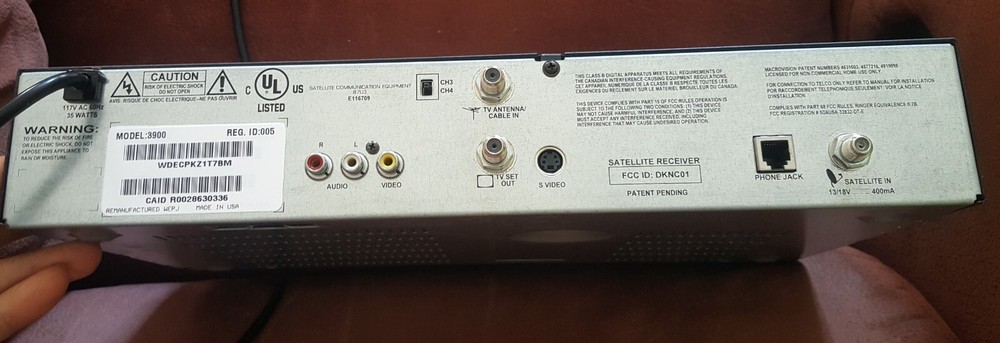 Dish Echostar Model 3900 Receiver DV3 MPEG2