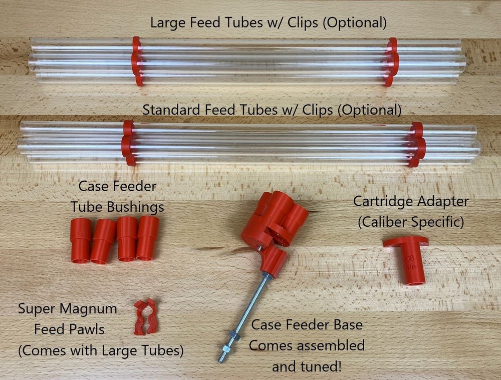 Lee APP Custom Universal Case Feeder 3D Printed COMPLETE KIT- No more adjusting!