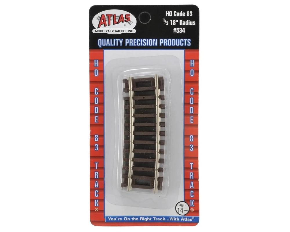Atlas 534 HO Code 83 18" Radius 1/3 Curve (4)