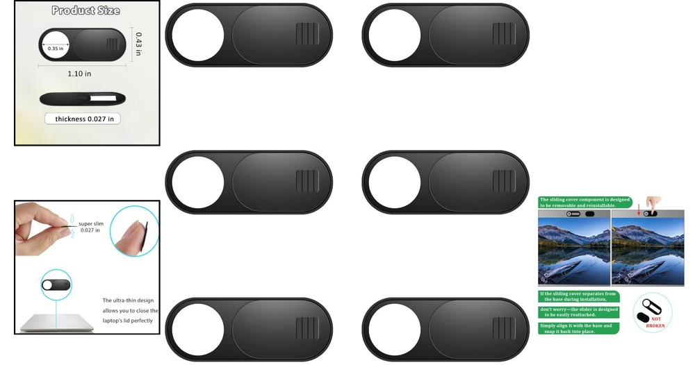 Privacy Protection Webcam Covers 6 Pack for Laptop and Tablet