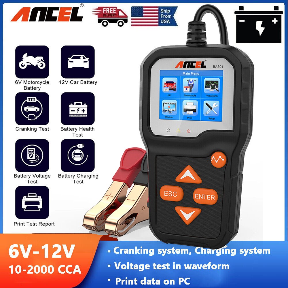 ANCEL BA301 Car Battery Tester 12V Load Tester Charging System Analyzer Alternat