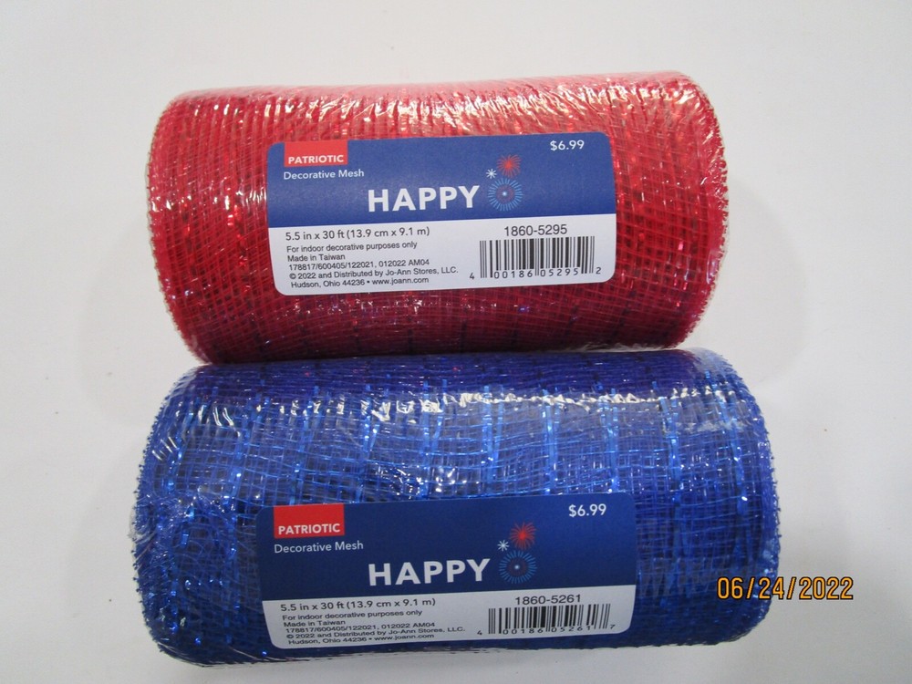 DECORATIVE MESH.. RED OR BLUE.    .5.5 " X 30 '
