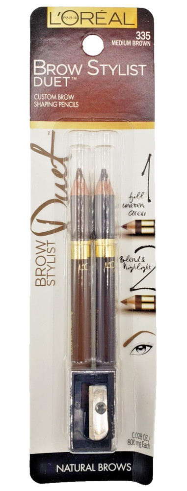 NEW L'OREAL BROW STYLIST DUET - 335 MEDIUM BROWN