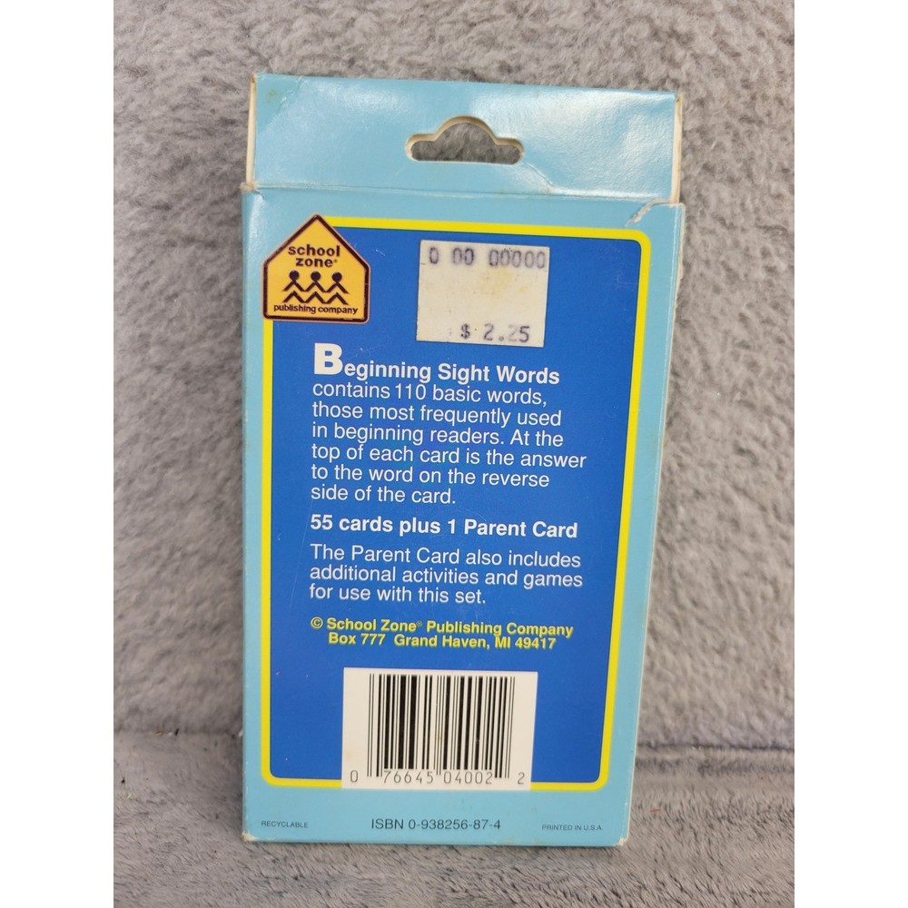 School Zone Beginning Sight Words Flash Cards Learning Educational Childrens