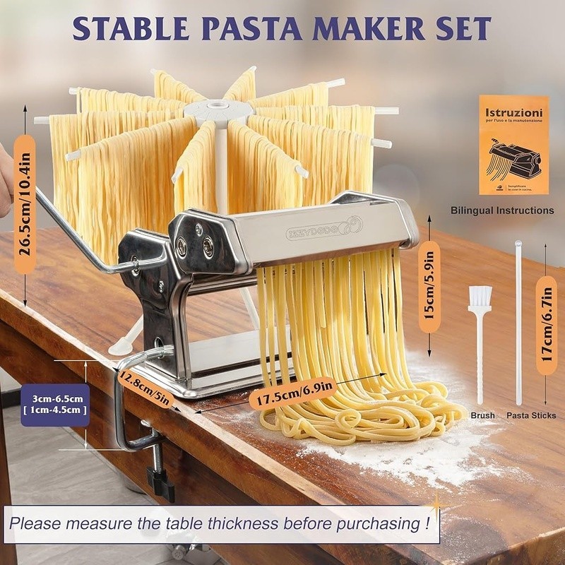Pasta Maker Machine Set with Pasta Drying Rack Noodle Maker Machine 9 Thickness