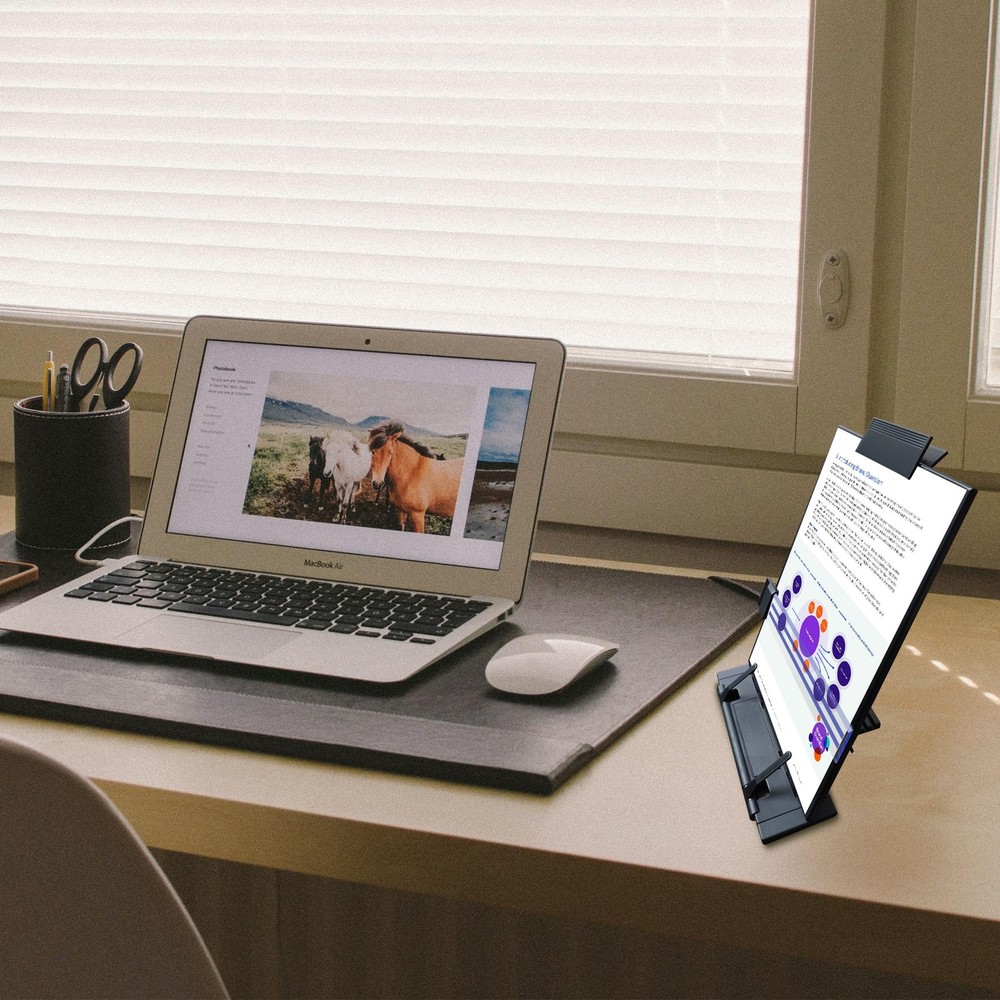 Black Desktop Document Paper Holder Stand 7 Adjustable Angles Copyholder