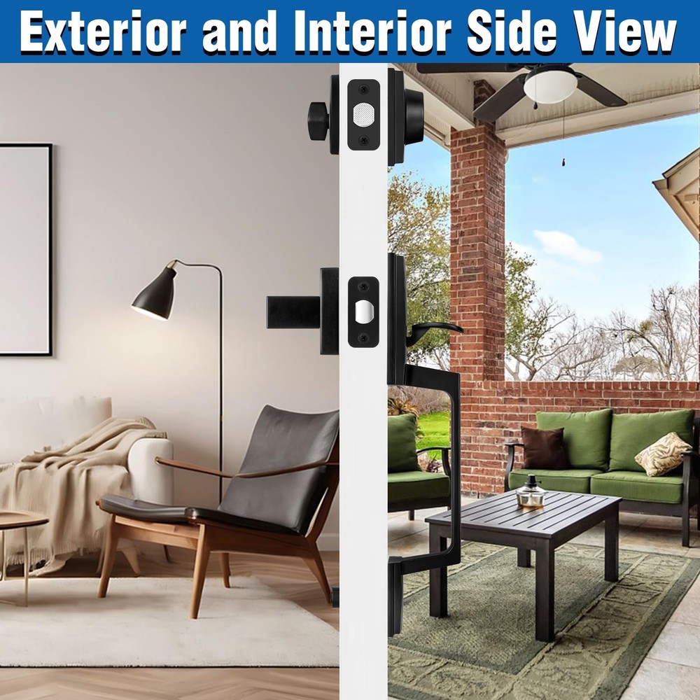 Matte Black Front Door Handle and Single Cylinder Deadbolt Combo Set,