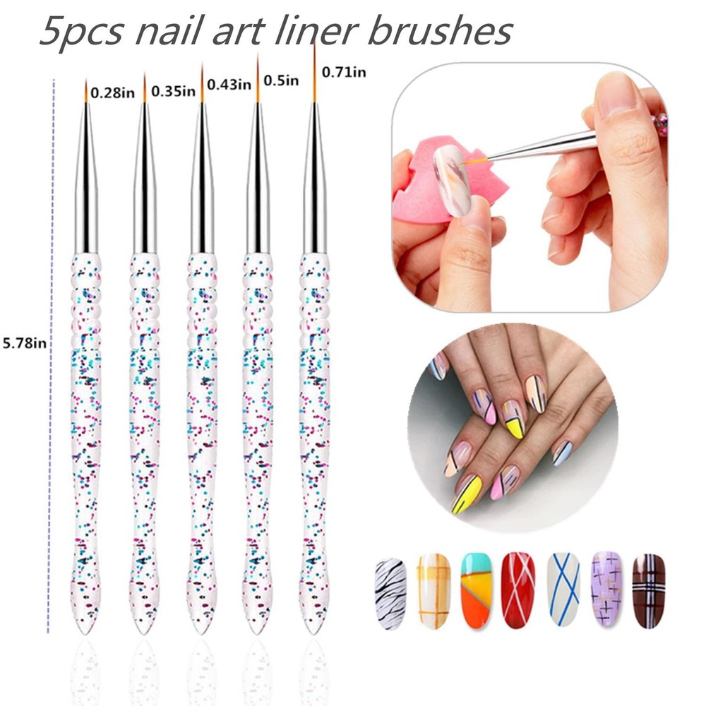 FULINJOY Nail Dotting Tools 10 Pcs Kit - 5 pcs Double-end Multicolor