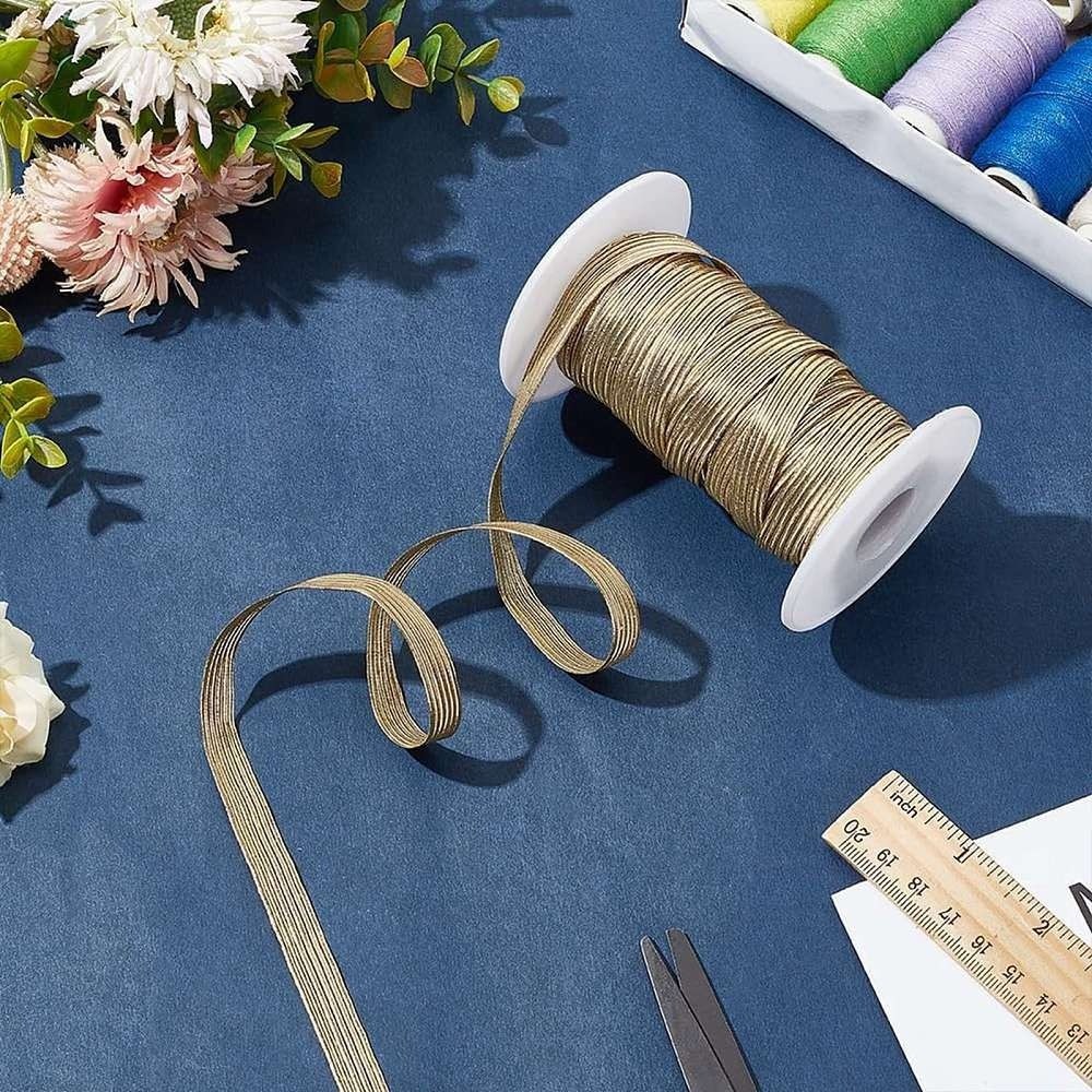 1roll 20 Yards Polyester Elastic Cords with Glitter Powder Flat9mm