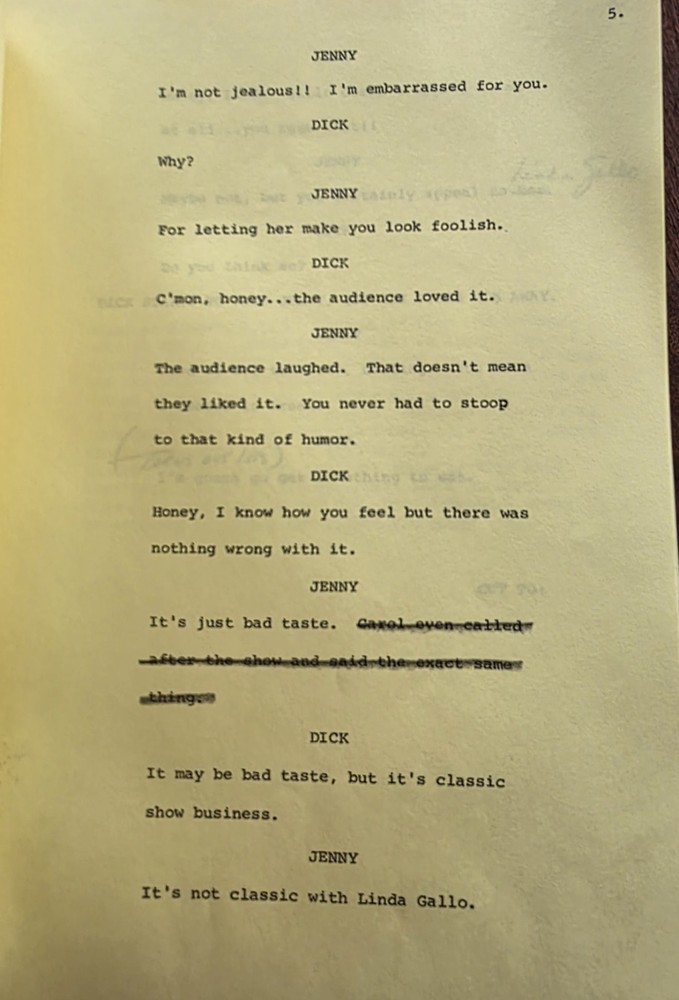 Hope Lange's original "Linda' script from "New Dick Van Dyke Show" with notes