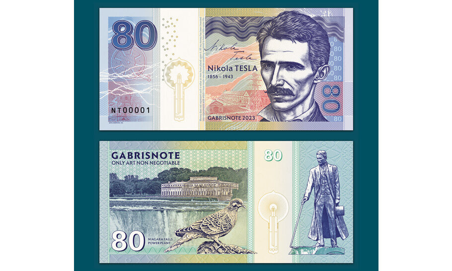 Gabrisnote Nikola Tesla called, Art banknote in UNC very good condition