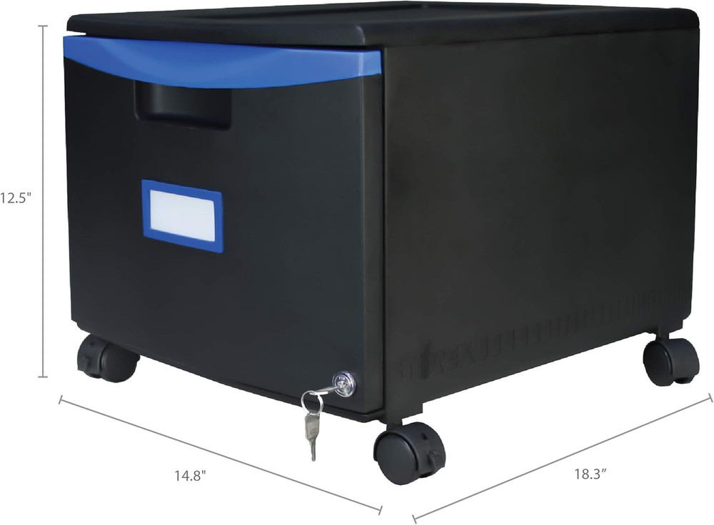 Plastic One-Drawer File Cabinet – Locking Document Organizer with Casters for Ho