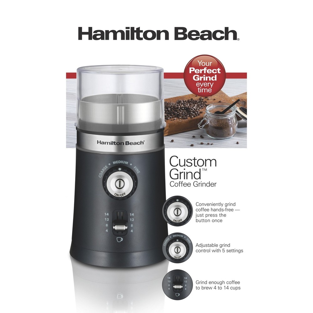 Custom Grind Coffee Grinder Removable Grinding Bowl Adjustable 14 Cups Black