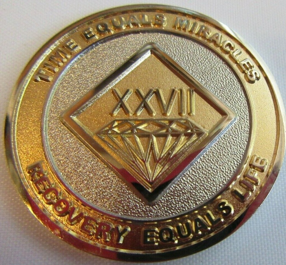 Narcotics Anonymous NA GOLD SILVER 27 Year Medallion Chip Coin Token