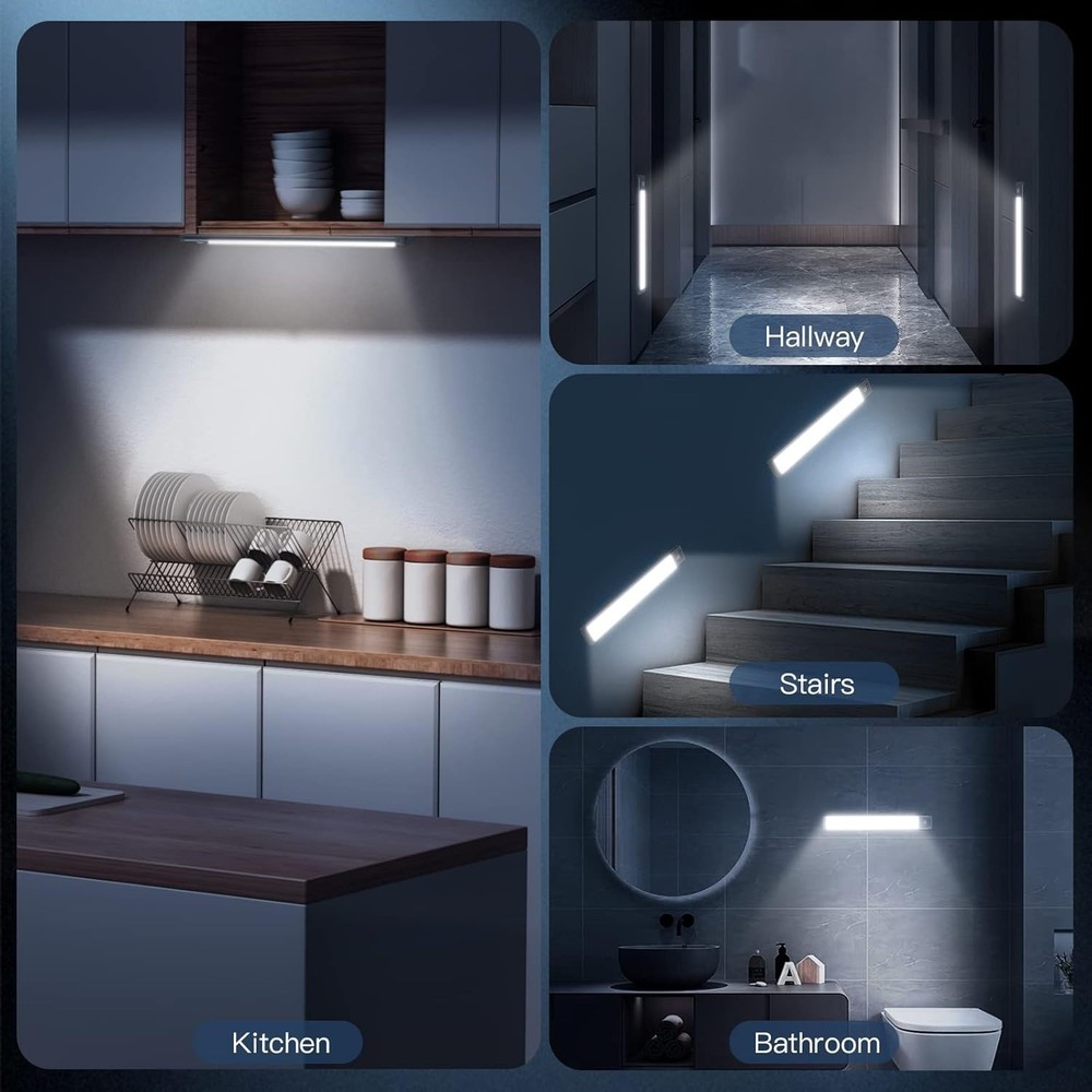 Under Cabinet Lighting, 10inch, 2 Pack Rechargeable Motion Sensor Light Indoor