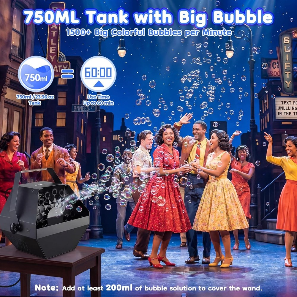 750ML Automatic Bubble Machine Metal Portable Bubble Maker for Parties Events