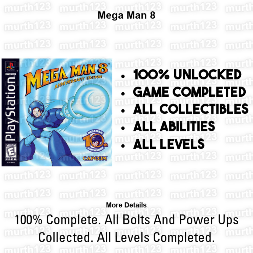MegaMan X PS1 PS2 PSX Memory Card 100% Unlocked Everything Complete Save Files