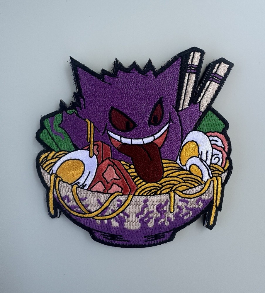 Gengar Pokémon Ramen Bowl Embroidered Hook/Loop Morale Patch