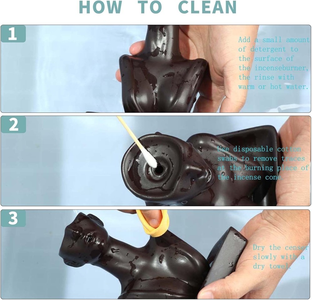 YYW Statue Backflow Incense Holder Burner Waterfall Black