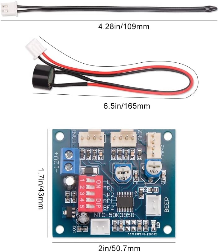 2PCS DC 12V 4 Wire PWM PC CPU Fan Temperature Control Speed Controller blue