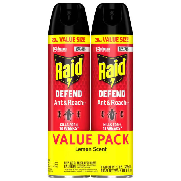 Raid Defend Ant and Roach Insect Killer, Indoor Insecticide, 20 oz. (2-Pack)
