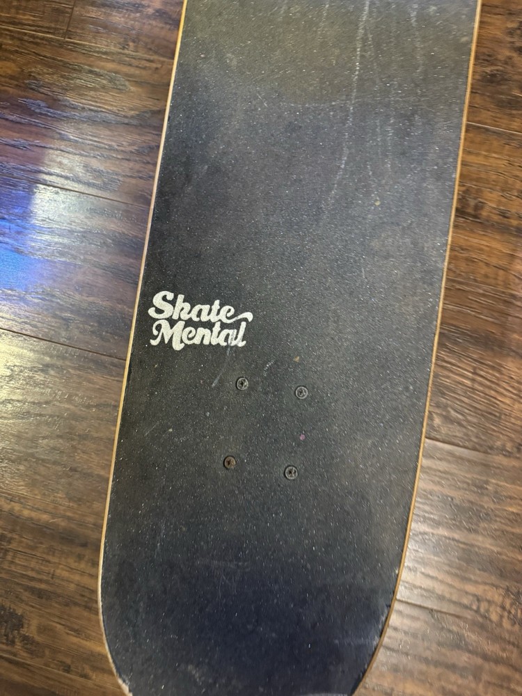Skate Mental Skateboard Blue Deck and Wheels Distressed
