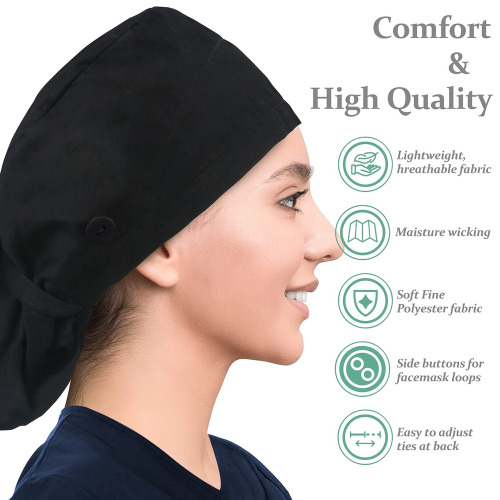 Adjustable Working Cap Button Cotton Hat Sweatband Ponytail Pocket Elastic New