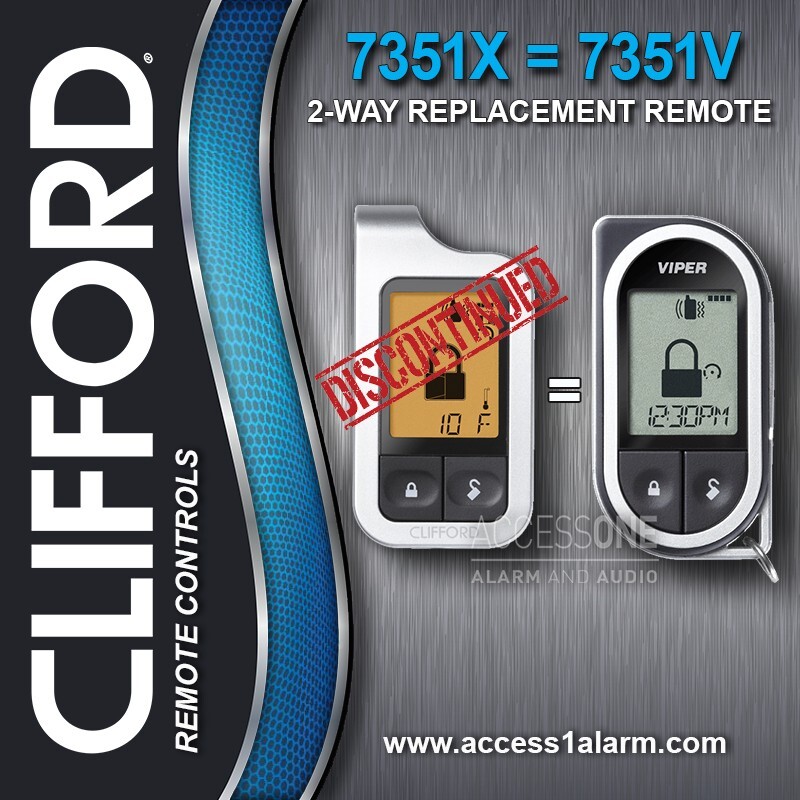 Clifford 7351X 2-Way LCD Replacement Remote Control Transmitter By Viper 7351V