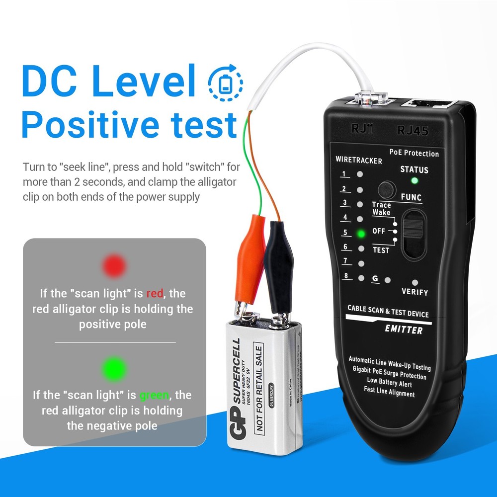 Wire Tester RJ45 RJ11 Cable Tracker Line Finder Multifunction Wire Tracker
