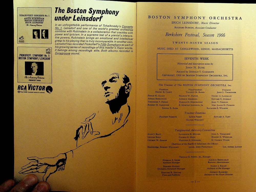 Boston Symphony Orchestra Program August 12 1966 Berkshire Festival