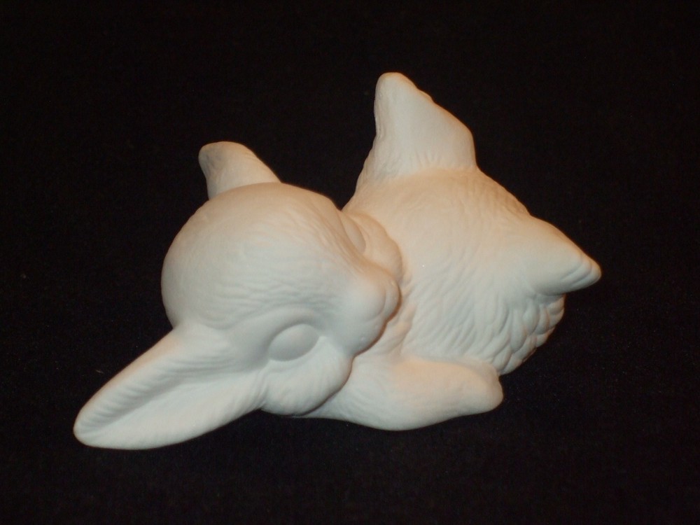 Bunny Rabbit on Back - Ceramic Bisque Ready to Paint