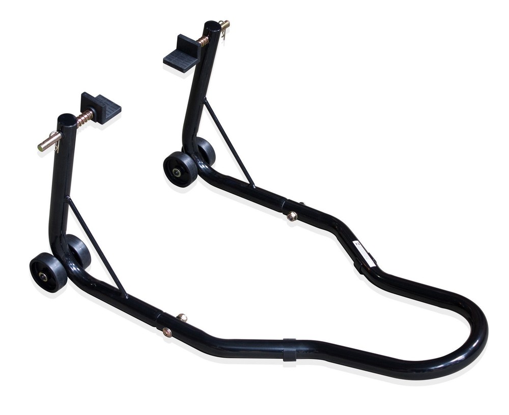 EXTRA HEAVY DUTY BLACK MOTORCYCLE FRONT & REAR PADDOCK STAND SET COMBO PACK