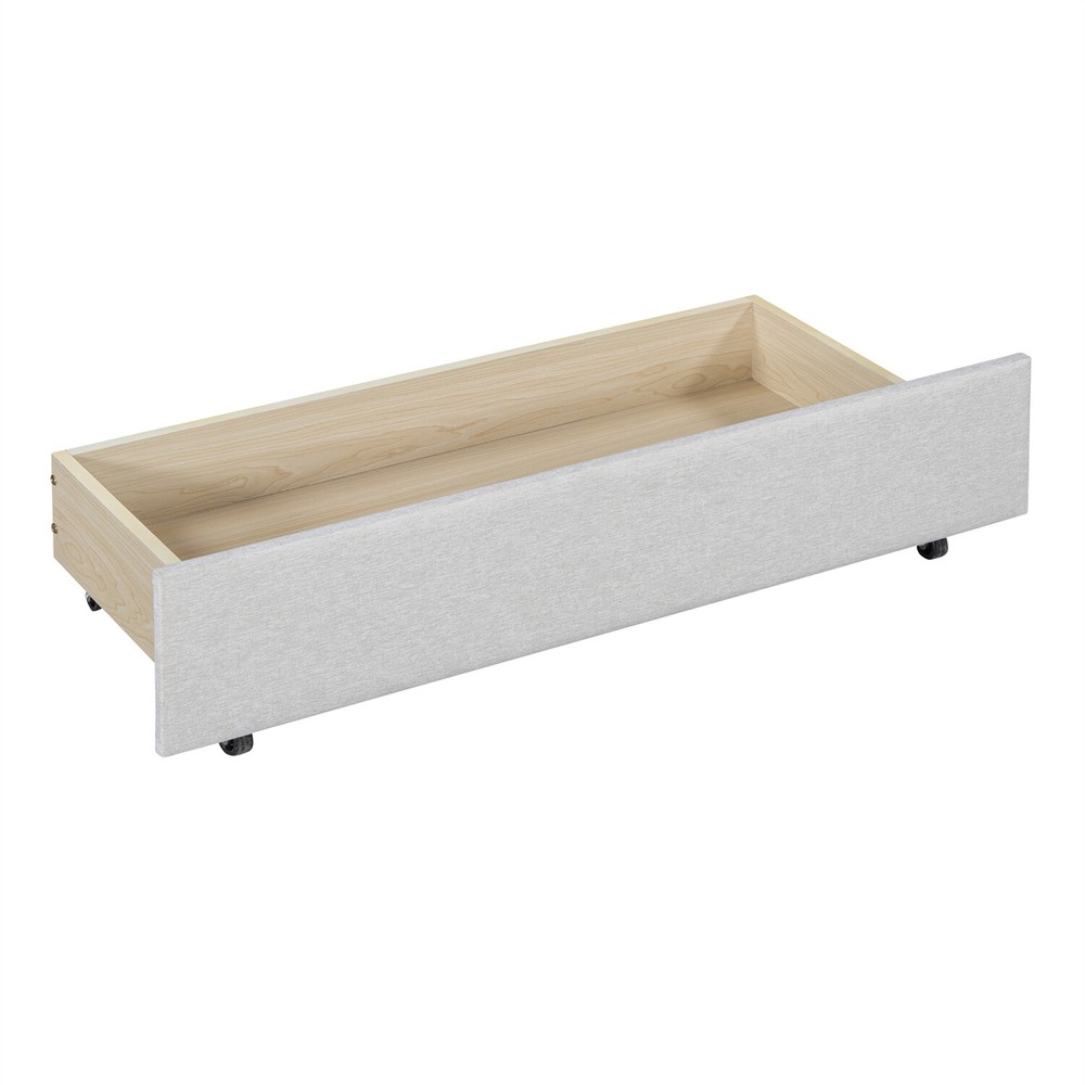Full Size Daybed Upholstered Bed Frame Sofa Bed w/ 2 Storage Drawer Beige