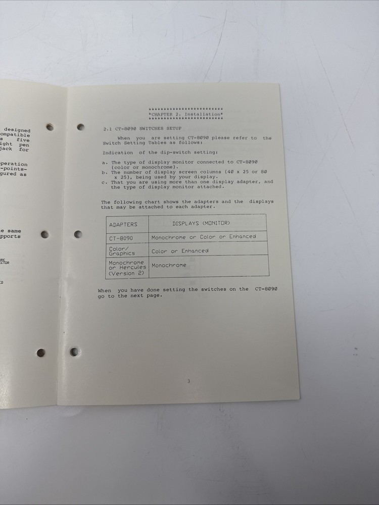 CT-8090 Enhanced Graphic Adapter User’s Manual - Vintage