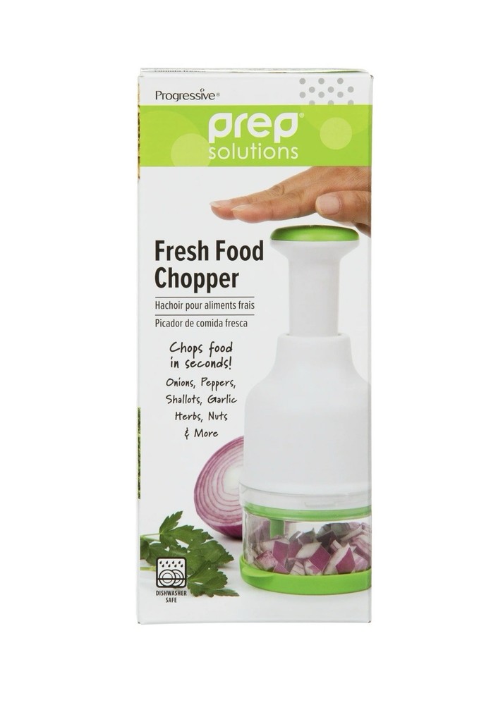 Progressive Prep Solutions Fresh Food Chopper Manual Push Function White/Green