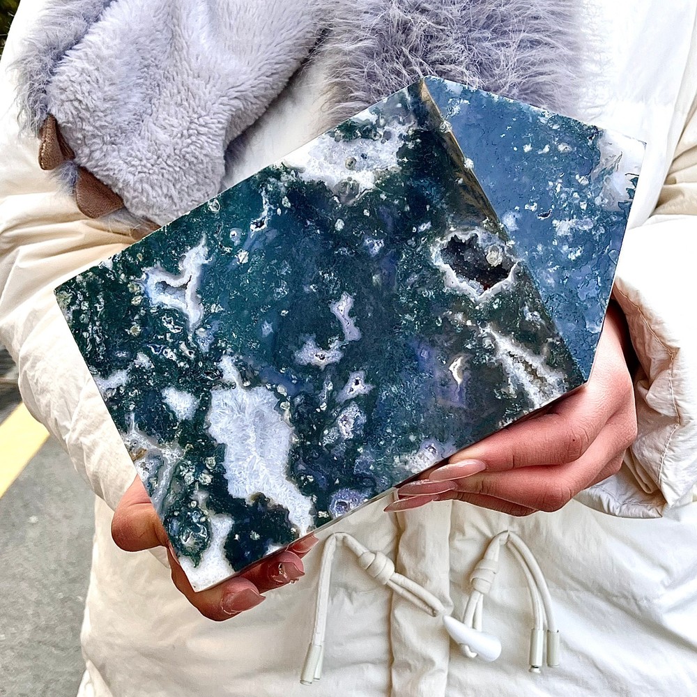 3.63LB Water grass agate wide column obelisk sample column